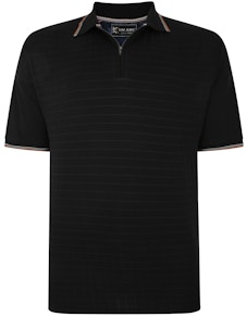 KAM Jersey Weave 1/4 Zip Polo Black